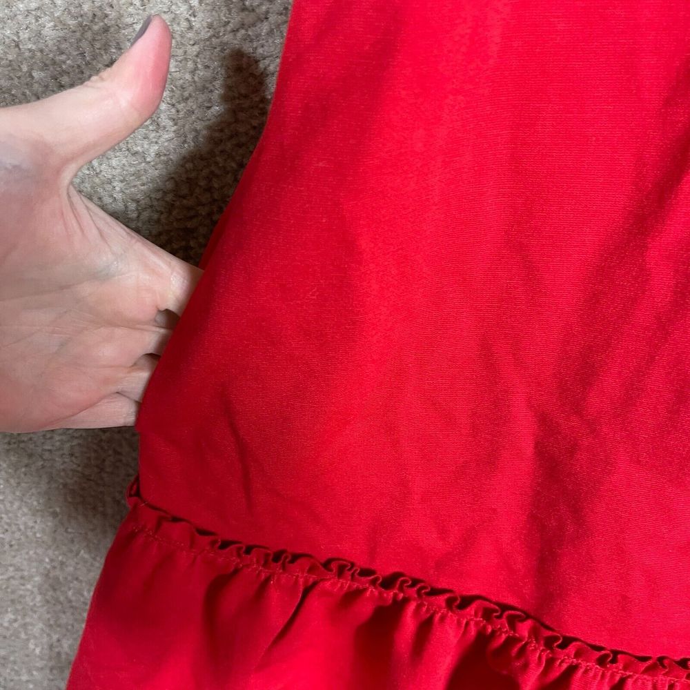 Banana Republic Mini Dress Petite Size 12P Red Sleeveless Ponte Knit Ruffle Hem - Picture 9 of 12